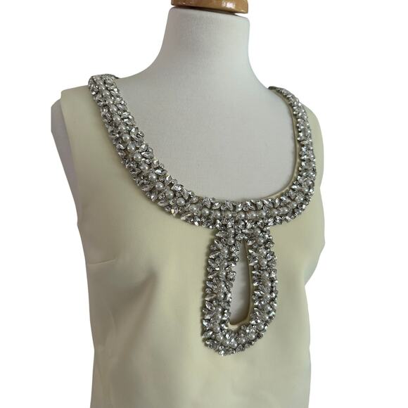 Self-Portrait Crepe Bow Mini Dress Yellow Embellished US 2 - Picture 13 of 16